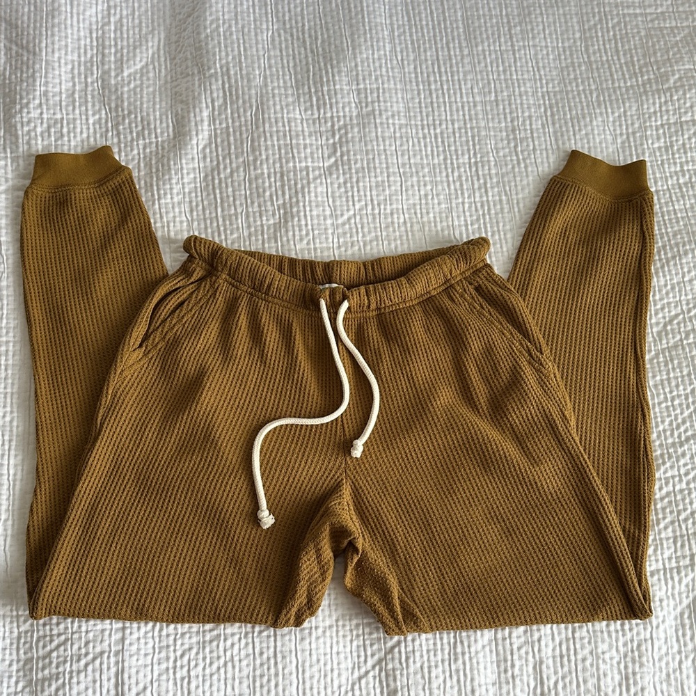 Aerie Oversized Waffle Copper Brown Joggers with Pockets